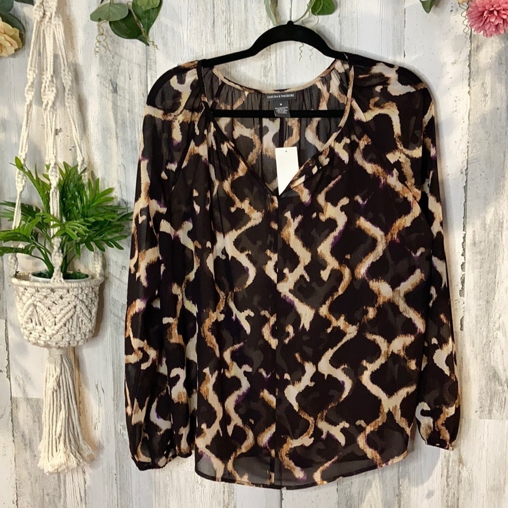 NWT/ Chelsea & Theodore Semi Sheer Blouse/ Medium